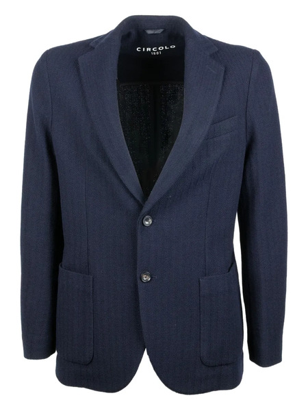  Circolo 1901 Herringbone Single-breasted Blazer - Blue 