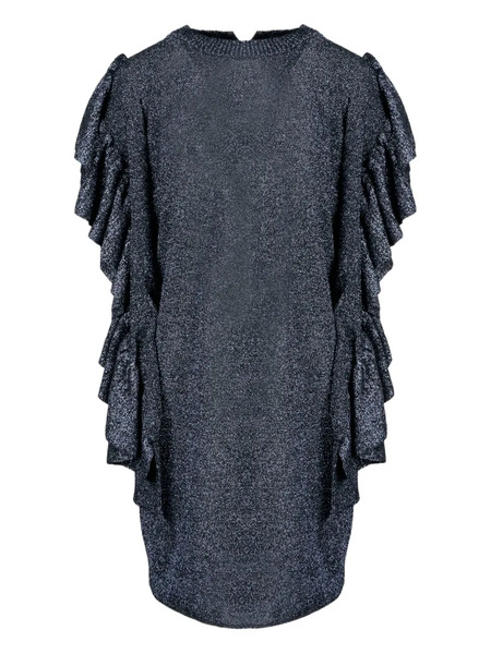  Circus Hotel Frill-sleeve Glitter Dress - Grey 