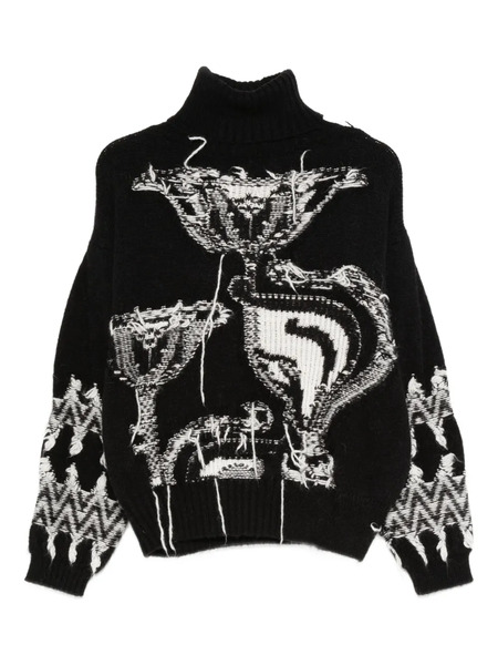  Circus Hotel Patterned Roll-neck Sweater - Black 