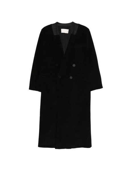  Circus Hotel Revere Collar Double-breasted Coat - Black 
