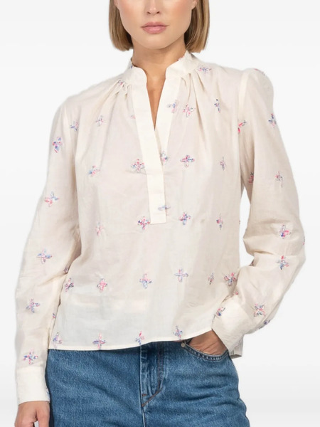  Cissa Embroidered Puff-sleeve Tunic - White 