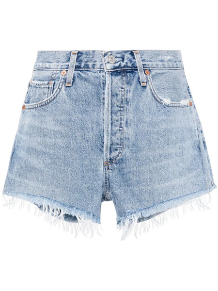  Citizens Of Humanity Corey Frayed Denim Shorts - Blue 