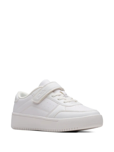  Clarks Kids Barley Step Touch-strap Sneakers - White 