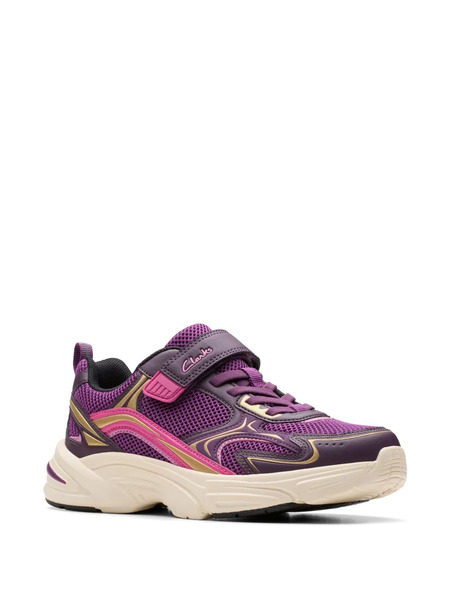  Clarks Kids Crafton Move Touch-strap Sneakers - Purple 