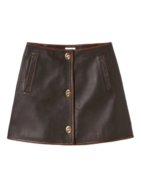  Claudie Pierlot A-line Leather Mini Skirt - Brown 