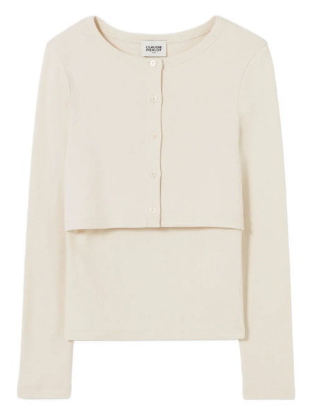  Claudie Pierlot Button-front Long-sleeve Sweater - Neutrals 