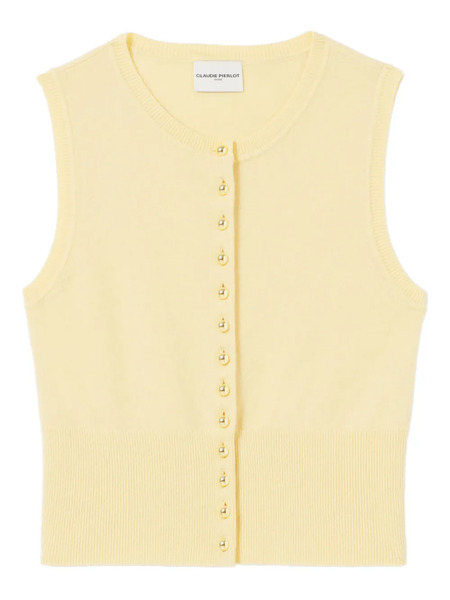  Claudie Pierlot Button-up Knitted Top - Yellow 