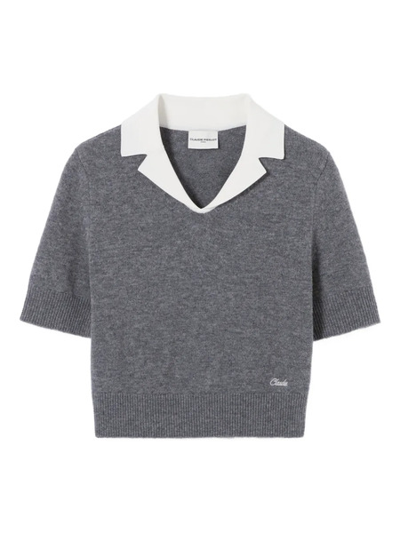  Claudie Pierlot Embroidered Short-sleeve Sweatshirt - Grey 