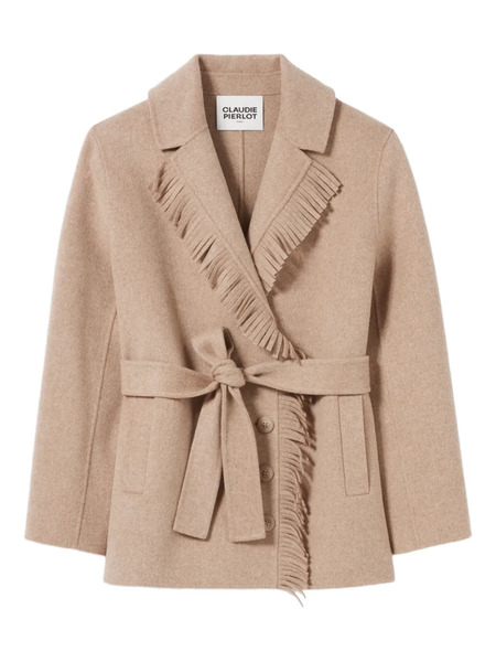  Claudie Pierlot Fringe-trimmed Belted Coat - Neutrals 