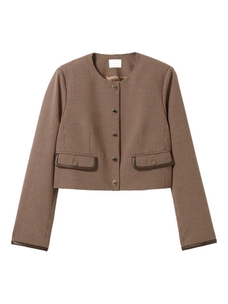  Claudie Pierlot Houndstooth-pattern Cropped Jacket - Brown 
