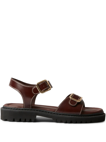  Claudie Pierlot Leather Buckle Sandals - Brown 