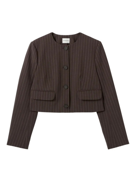  Claudie Pierlot Pinstripe Cropped Jacket - Brown 