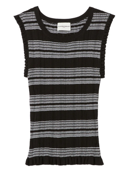  Claudie Pierlot Striped-pattern Ruffled Top - Black 
