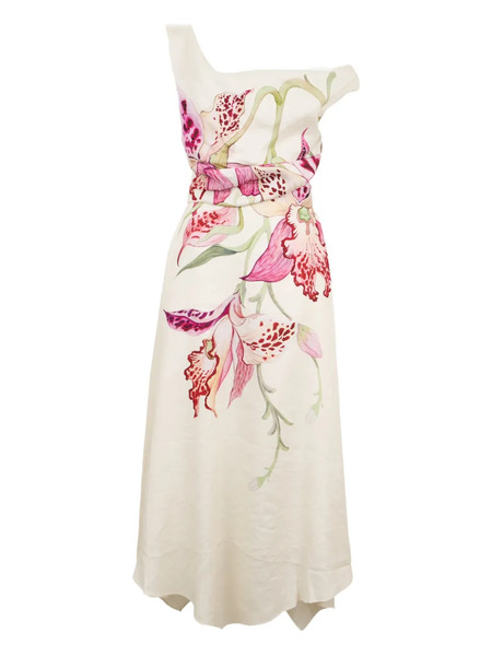  Clea Waverly One-shoulder Floral Dress - Neutrals 