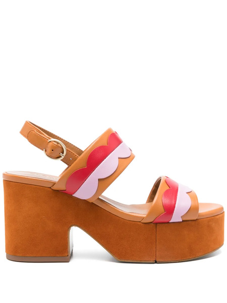  Clergerie Cloud Leather Heeled Sandals - Orange 