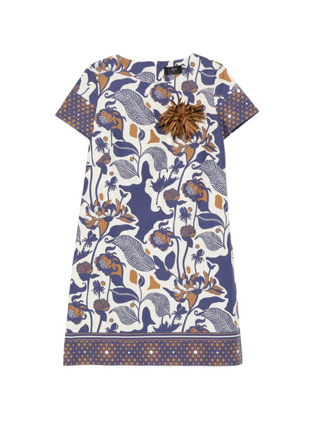  Clips Floral-appliqué Mini Dress - Neutrals 