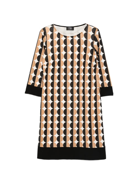  Clips Geometric-print Midi Dress - Neutrals 