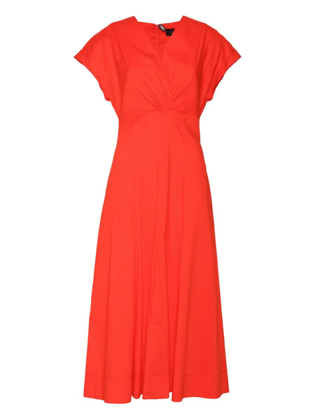  Clips Poplin V-neck Dress - Red 