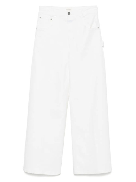  Closed Button-fastening Jeans - White 