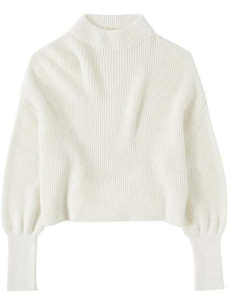  Closed Crew-neck Ribbed Jumper - White 
