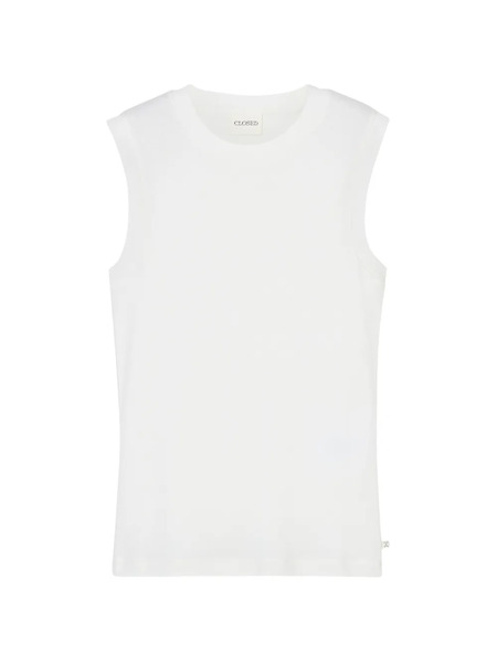  Closed Crew-neck Sleeveless Top - White 