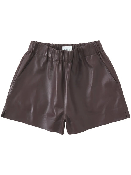  Closed Elasticated-waist Leather Shorts - Brown 