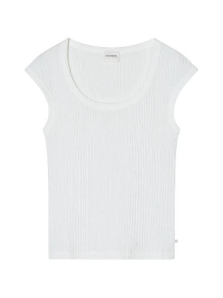  Closed Fitted Ribbed Top - White 