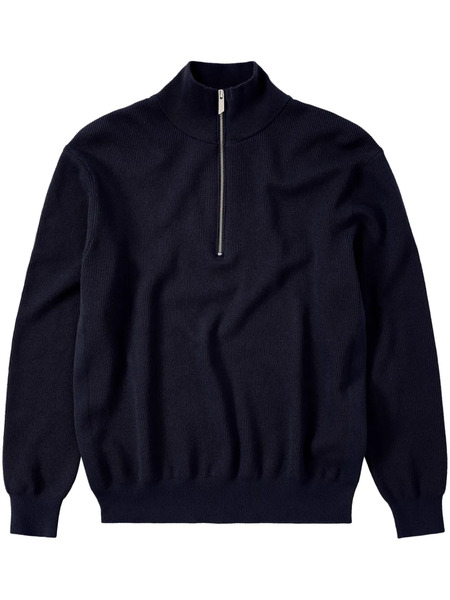  Closed Half-zip Ribbed-knit Jumper - Blue 