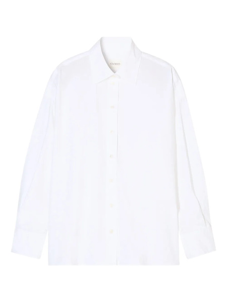  Closed Long-sleeve Collared Shirt - White 