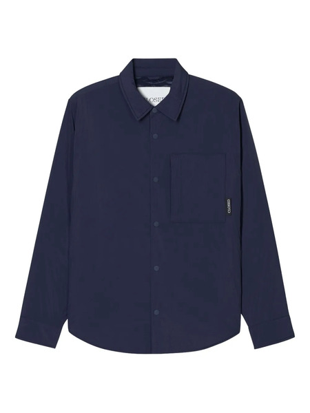  Closed Pocket-patch Shirt Jacket - Blue 