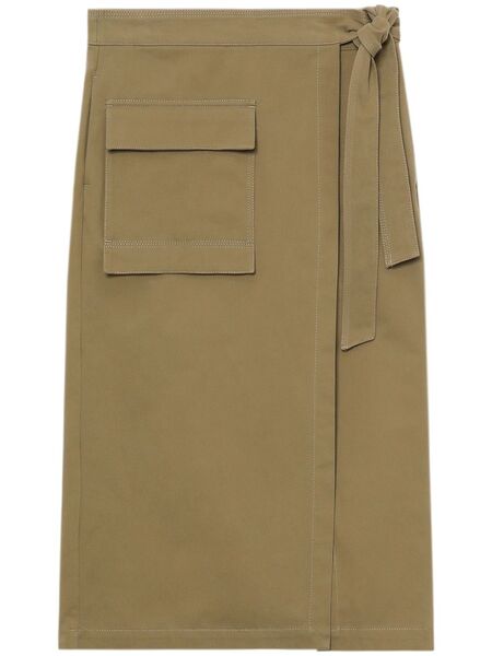 Closed Tie-fastening Cotton Midi Skirt - Neutrals 