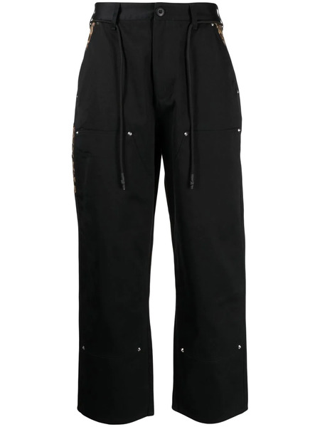  Clot Carpenter Leopard-print Trim Trousers - Black 