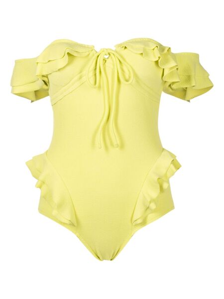  Clube Bossa Lanzo Ruffled Off-shoulder Swimsuit - Yellow 