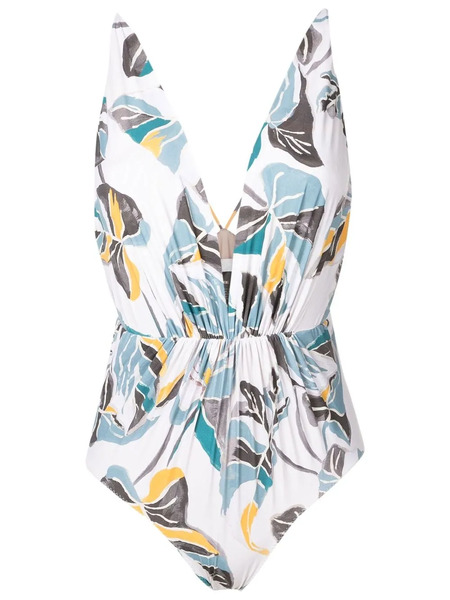  Clube Bossa Leaf-print Swimsuit - White 