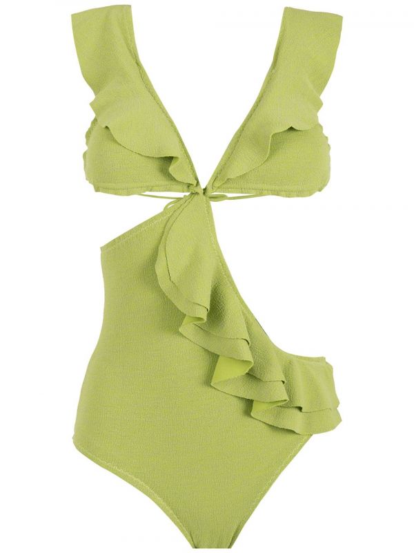 Clube Bossa Ruffled Cut-out Swimsuit - Green 