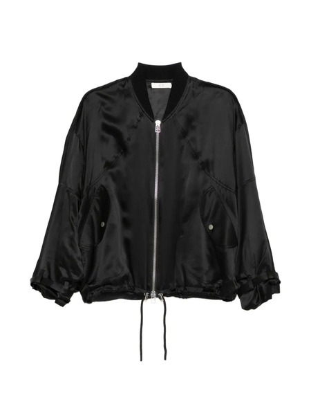  Co Collection Silk Bomber Jacket - Black 