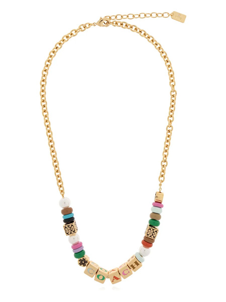  Coach Bead-embellished Charm Necklace - Gold 