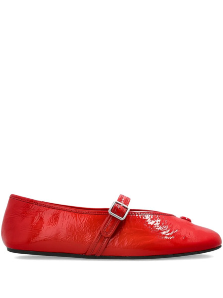  Coach Buckle-strap Patent Leather Ballet Flats - Red 
