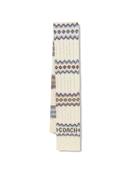  Coach Cable-knit Geometric Scarf - Neutrals 