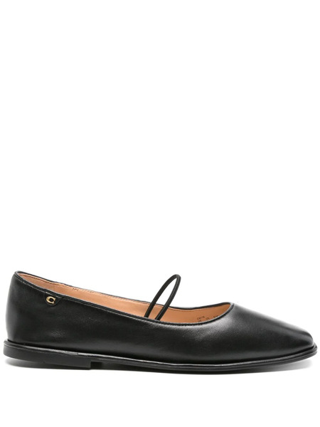  Coach Emilia Leather Ballet Pumps - Black 