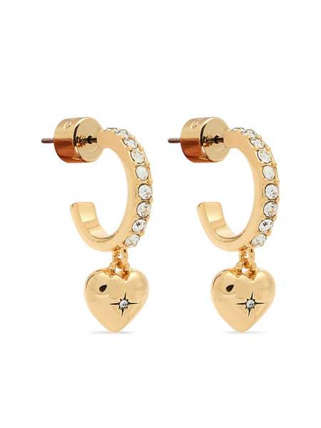  Coach Heart Crystal-embellished Hoop Earrings - Gold 