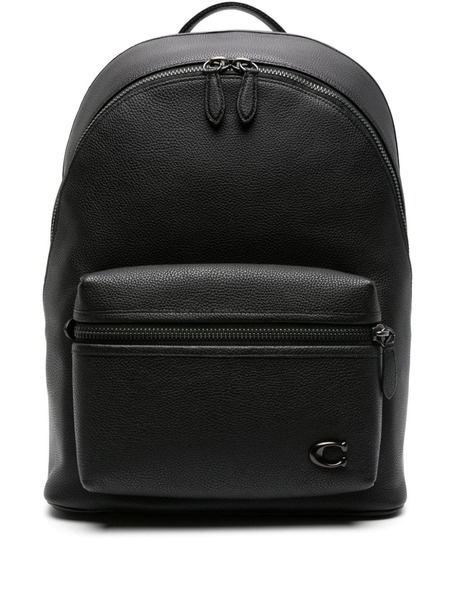  Coach Logo-plaque Leather Backpack - Black 