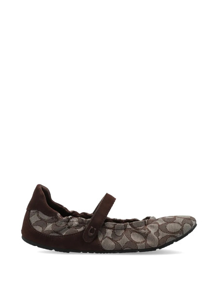 Coach Patterned Strap Ballet Flats - Neutrals 