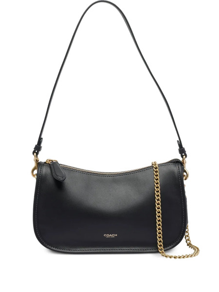  Coach Zip-closure Chain Strap Shoulder Bag - Black 