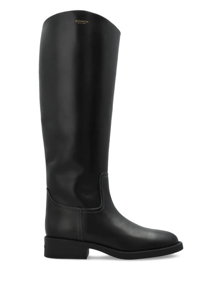  Coach Zip Leather Boots - Black 