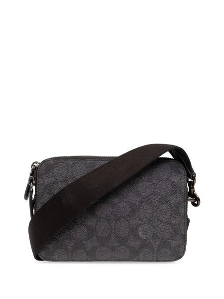  Coach Zipped Leather Messenger Bag - Grey 