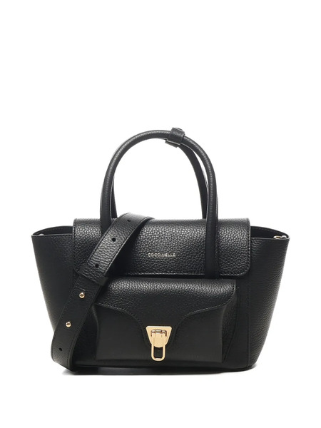  Coccinelle Grained Leather Flap Bag - Black 