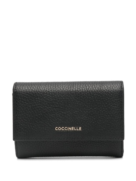 Coccinelle Medium Metallic Soft Leather Wallet - Black 