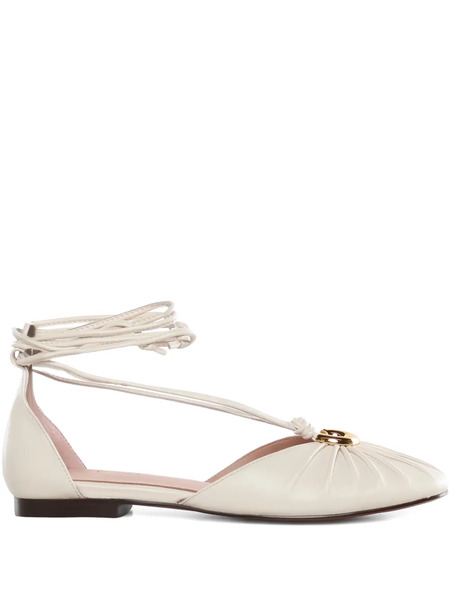  Coccinelle Tie-fastening Gathered Ballet Flats - Neutrals 