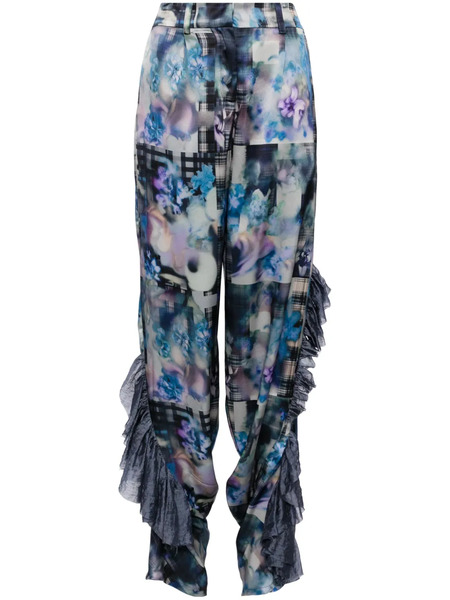  Collina Strada Ruffle Graphic-print Trousers - Blue 